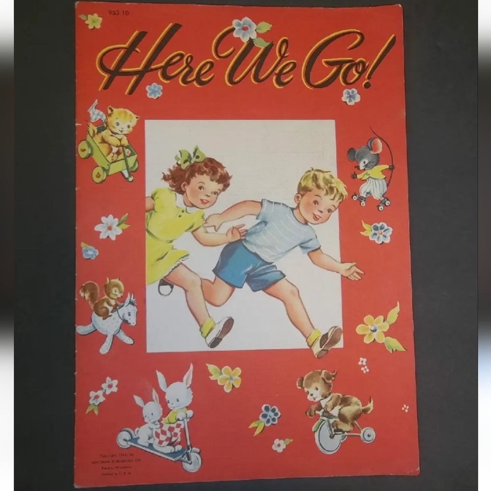 HERE WE GO oversized softcover story book WHITMAN 1949